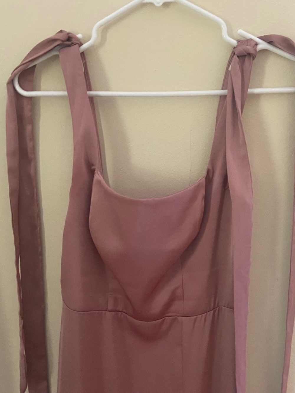 Azazie Frostine Stretch - Dusty Rose - A-Line Bow - Stretch Satin Dress - Picture 9 of 9